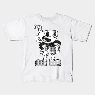 Monochrome Cuphead Kids T-Shirt